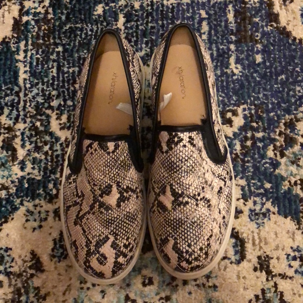 Snake skin slip on sneaker